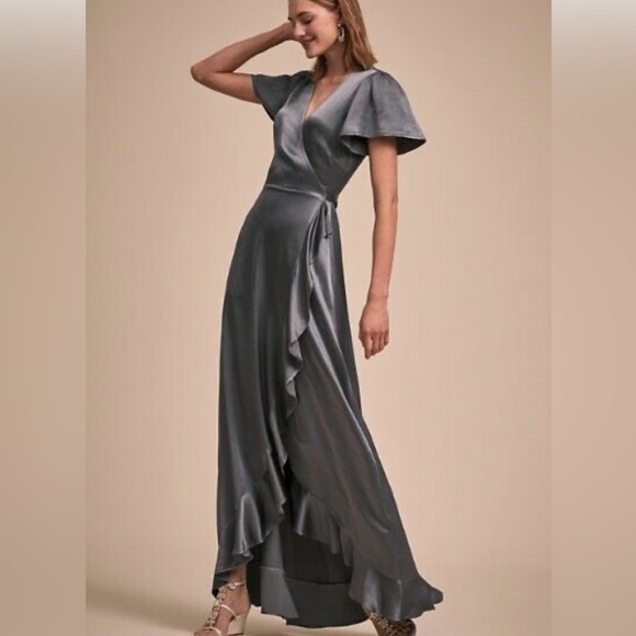 BHLDN Ghost London Phoebe Dress - Blue/Purple/Grey Silky Gown - Size S/M - Picture 9 of 13